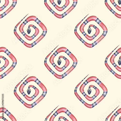 Coral snakes Micrurus lemniscatus geometric seamless pattern photo