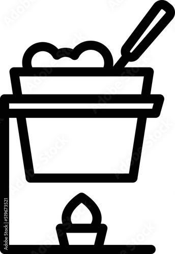 Fondue cooking icon outline vector. Cheese bread. Melt dish