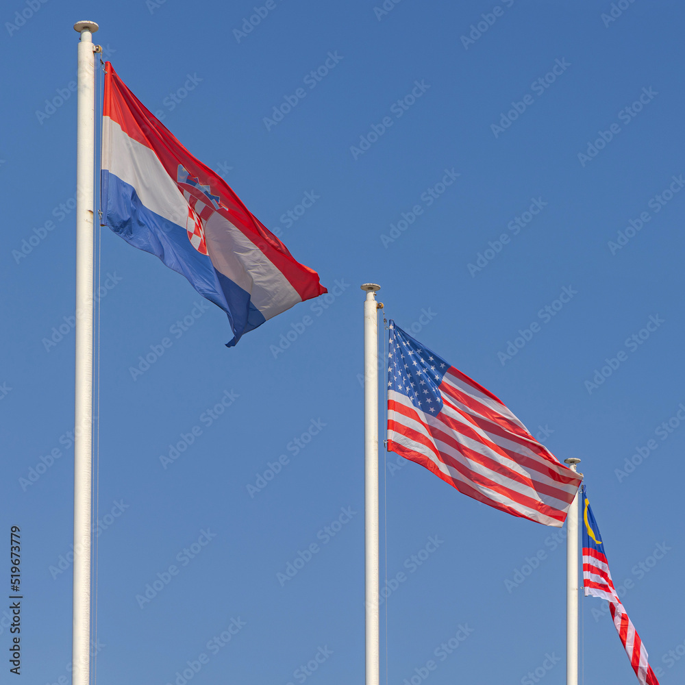 Obraz premium Croatia USA Flags