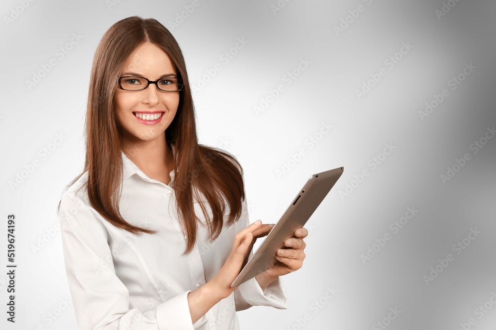 Portrait of cheerful charming girl posing on the background Portrait of cheerful charming girl posing on the background
