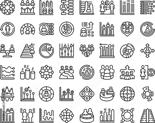 Population growth icons set outline vector. Population ability. Area density