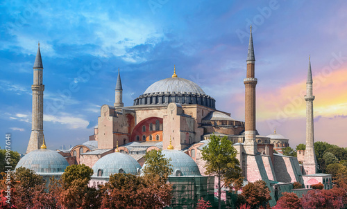 Fotografia Hagia Ayasofya Sophia Grand Mosque in Istanbul, one of the main tourist city attractions and travel destinations in Turkey