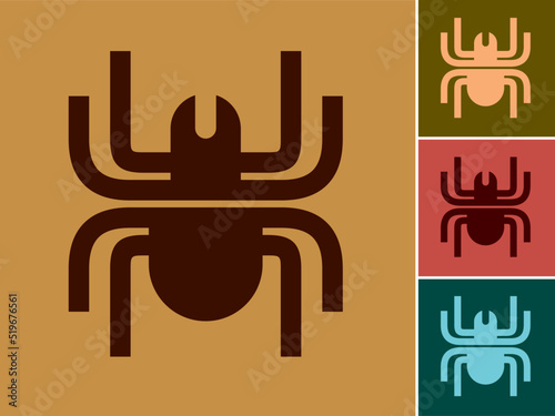 Spider icon logotype design template, Flat style, Color options, Stylized business logo idea, Vector illustration