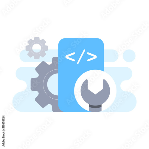 app system maintenance, repair, upgrade concept illustration flat design vector eps10. modern graphic element for landing page, empty state ui, infographic, icon