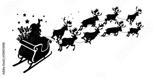 Vector Christmas black and white illustration with Santa Claus