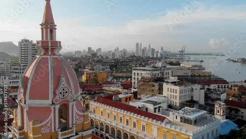 Aerial view of the Santa Catalina de Alejandría Cathedral in the walled city (Ciudad Amurallada) of Cartagena de Indias, Colombia
