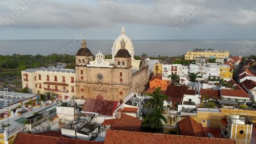Aerial view of the San Pedro Claver sanctuary in the walled city (Ciudad Amurallada) of Cartagena de Indias, Colombia