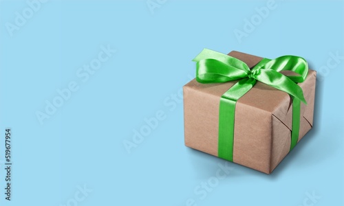 Happy Fathers day concept. Gift box with ribbon bow design.