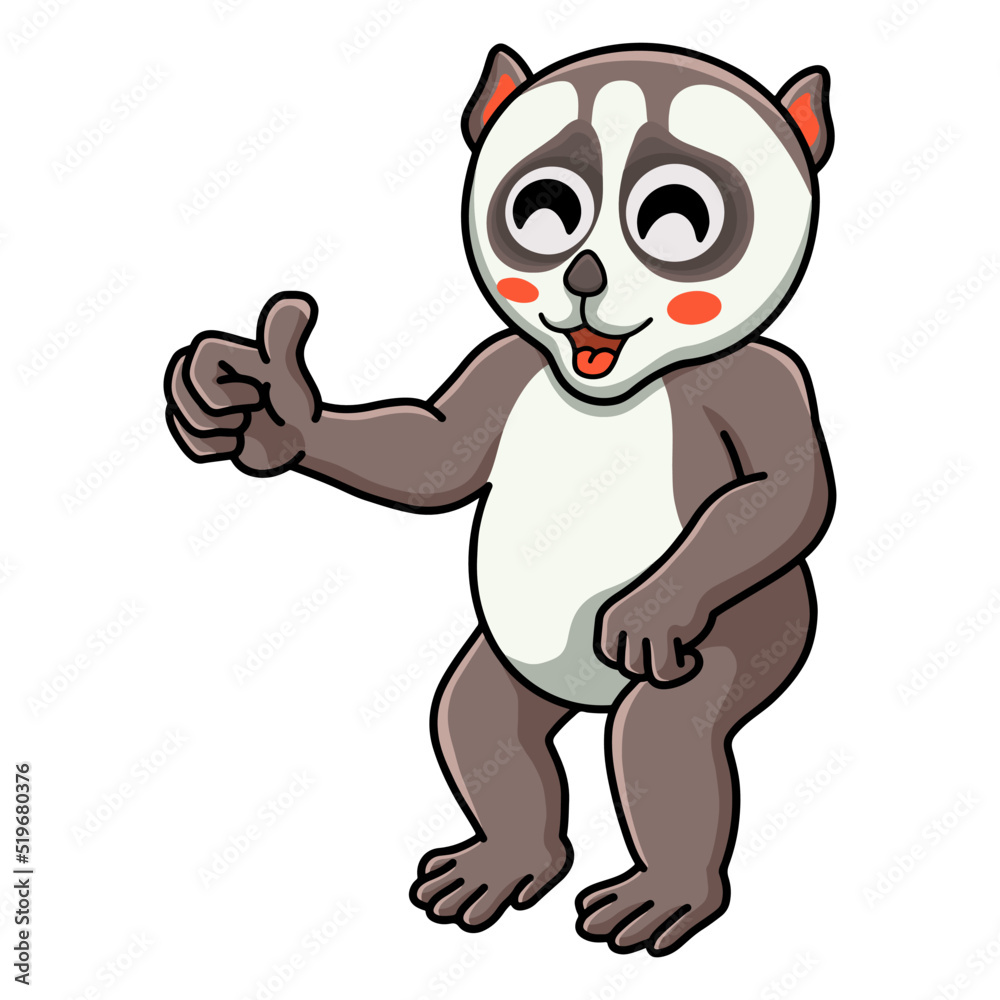 Cute little loris cartoon giving thumb up Cute little loris cartoon giving thumb up