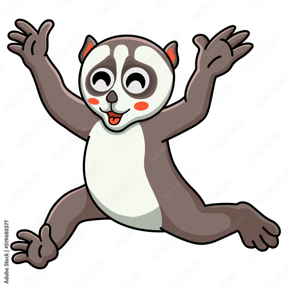 Cute little loris cartoon running Cute little loris cartoon running