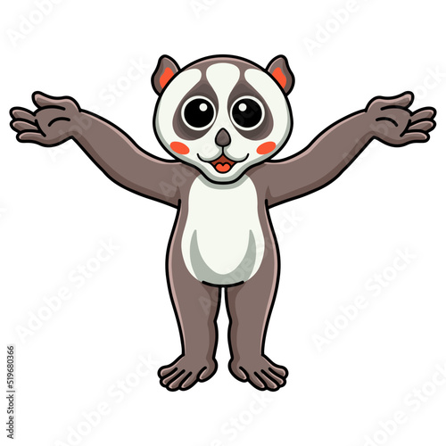 Cute little loris cartoon raising hands