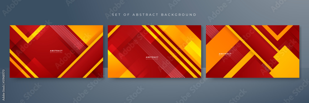 Naklejka premium Set of red yellow and orange abstract background. Abstract background with modern trendy fresh color for presentation design, flyer, social media cover, web banner, tech banner