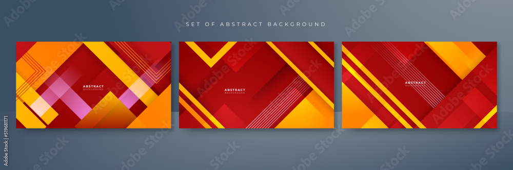 Set of red yellow and orange abstract background. Abstract background with modern trendy fresh color for presentation design, flyer, social media cover, web banner, tech banner