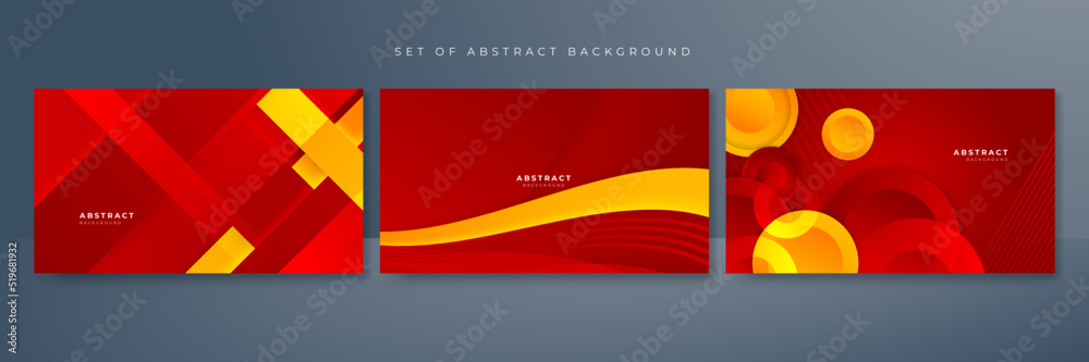 Set of red and yellow abstract background