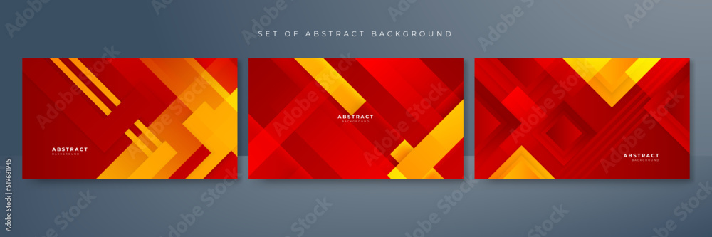 Set of red and yellow abstract background