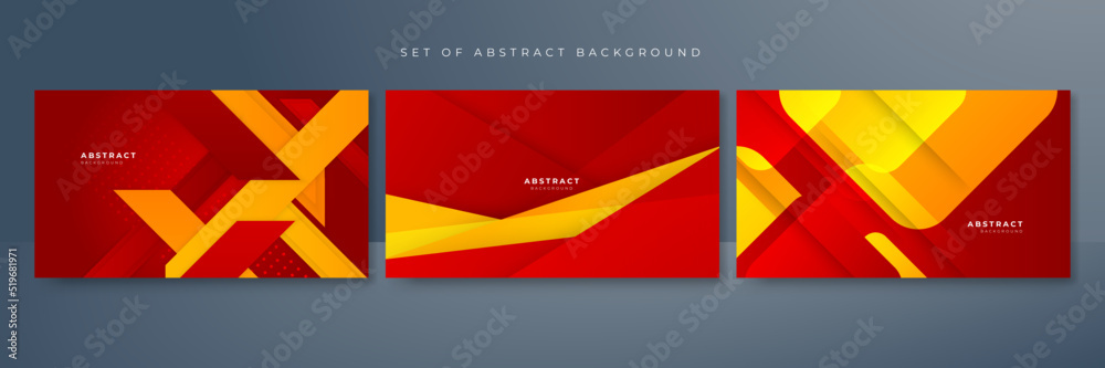 Set of red and yellow abstract background