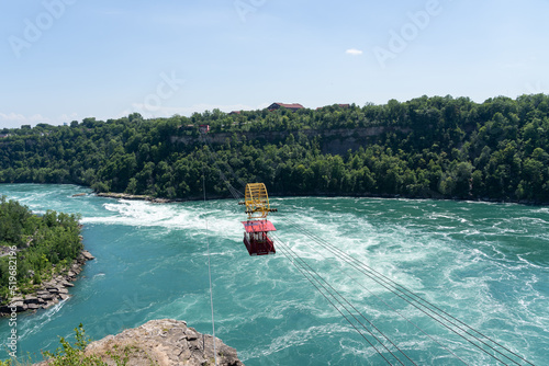 Niagara Falls, ON, Canada - June 30, 2022: Whirlpool Aero Car in Niagara Falls, ON, Canada. The Whirlpool Aero Car or Spanish Aero Car is a cable car located in Niagara Falls, ON. 