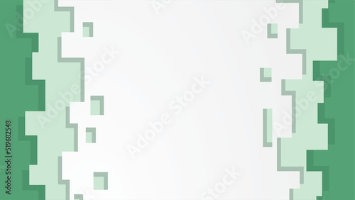 Abstract square cuts paper layer and green background.