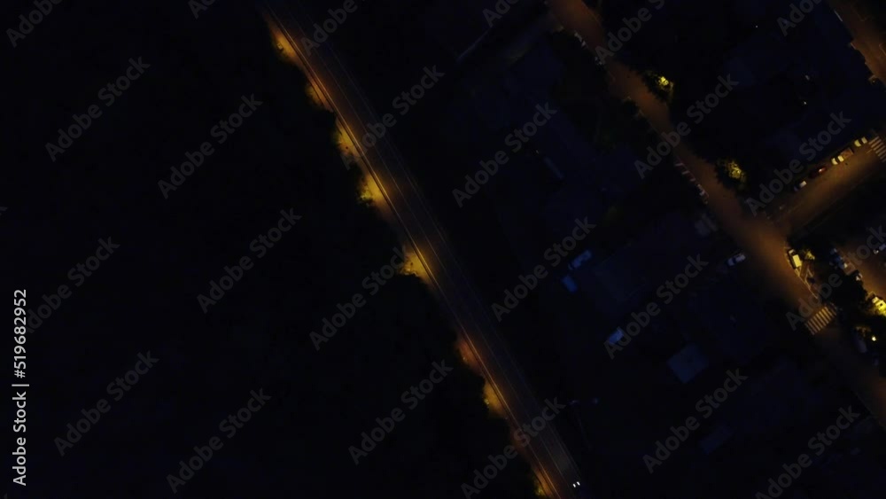 Aerial view on city on the night from above