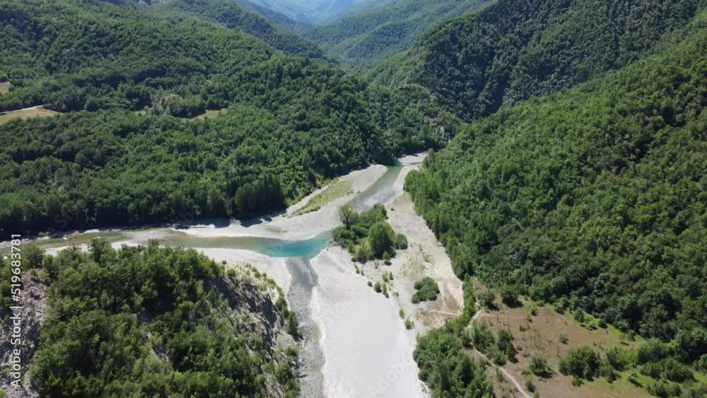 Aerial view, fly over mountains in Italy, Piacenza. The drone aerial view with camera moves forward Aerial view, fly over mountains in Italy, Piacenza. The drone aerial view with camera moves forward
