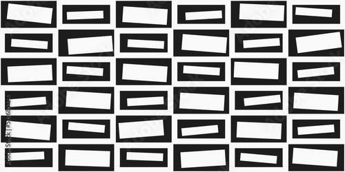 Black and white decorative rectangles alternate in a checkerboard pattern. Print and interior decoration design solution. Pattern for print.