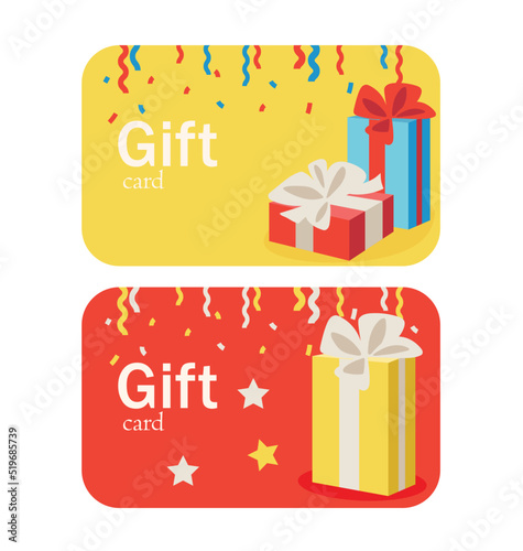 Loyalty program cards. Discounts, promotions and special offers for customers. Loyalty card, cashback. Gift, reward and bonus. Template, layout and mock up design. Cartoon flat vector illustration