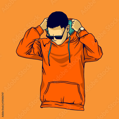 Fashion illustration, hipster lifestyle outfits, fashionable vector line art isolated