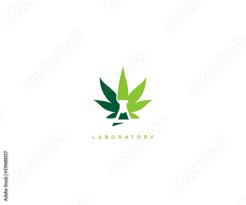 Cannabis lab logo template, Nature fresh icon, leaf design vector illustration