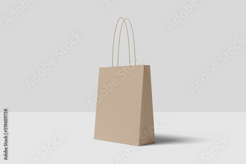 Realistic blank shopping bag illustration for mockup. 3D Render.