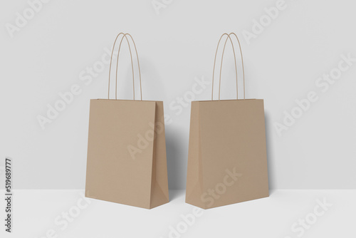 Realistic blank shopping bag illustration for mockup. 3D Render.