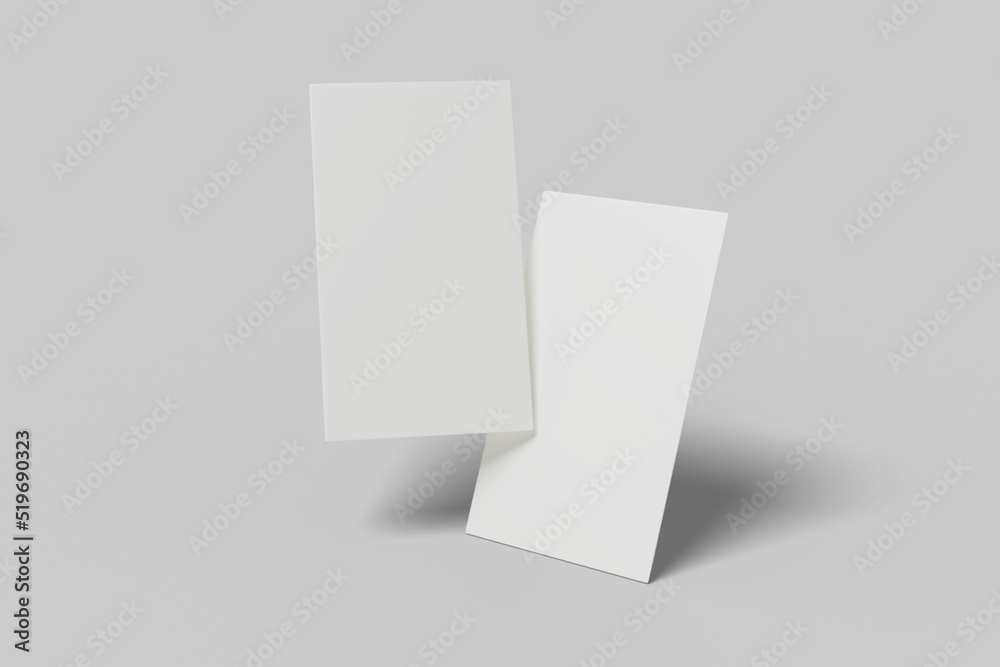 Realistic blank vertical card illustration for mockup. 3D Render. Realistic blank vertical card illustration for mockup. 3D Render.
