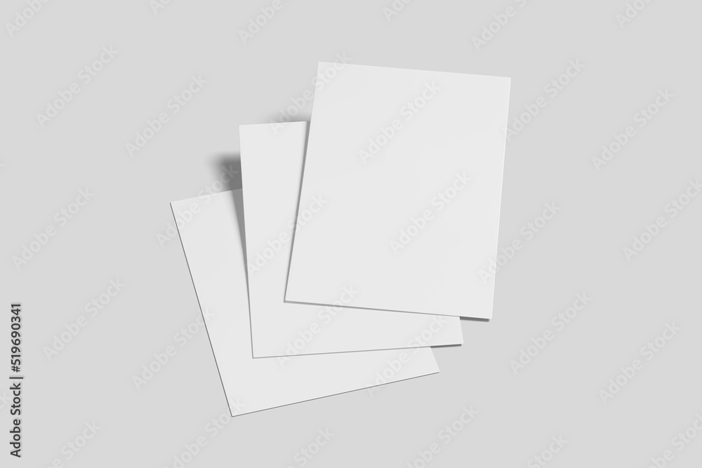 Realistic blank flyer illustration for mockup. 3D Render. Realistic blank flyer illustration for mockup. 3D Render.