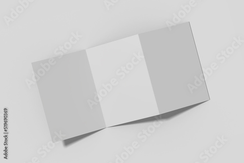 Realistic blank trifold brochure illustration for mockup. 3D Render. photo
