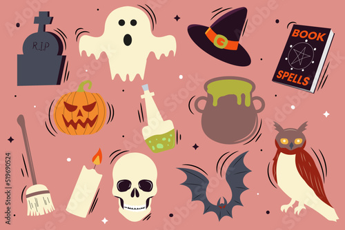 Halloween elements illustration set 