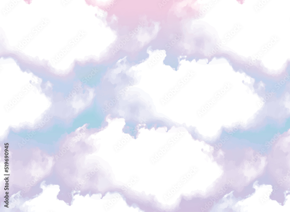 ゆめかわいいグラデーションの雲と空のイラスト背景