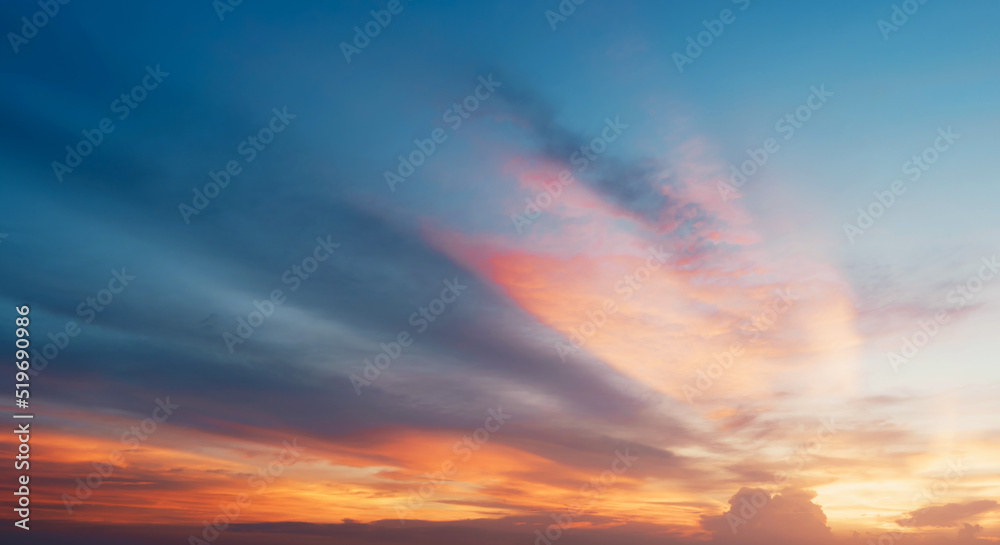 Gentle Sky pastel colour. Background of colorful sky concept, Dramatic sunset with twilight color sky and clouds. Freedom and worship christian concept background.