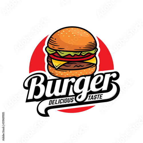 Hot Burgers Vector Logo Illustration. Modern burgers emblem. Vector art.