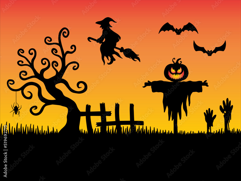 Halloween Silhouette Background Illustration Halloween Silhouette Background Illustration