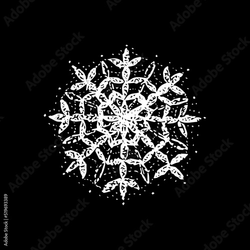 Snowflake Black Dotwork. Vector Illustration of Hand Drawn Objects.