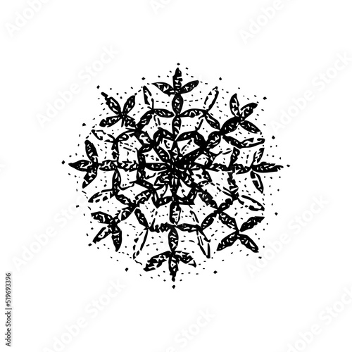 Snowflake Winter Dotwork. Vector Illustration of Hand Drawn Objects.