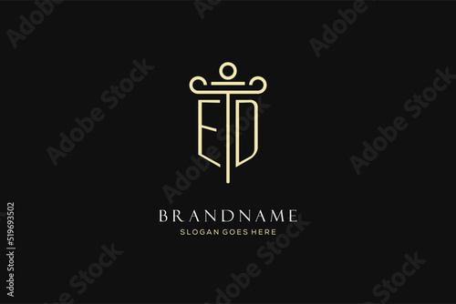 Luxury modern monogram ED logo for law firm with pillar icon design style