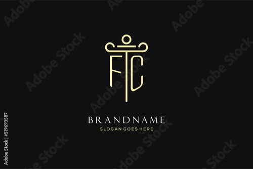 Luxury modern monogram FC logo for law firm with pillar icon design style