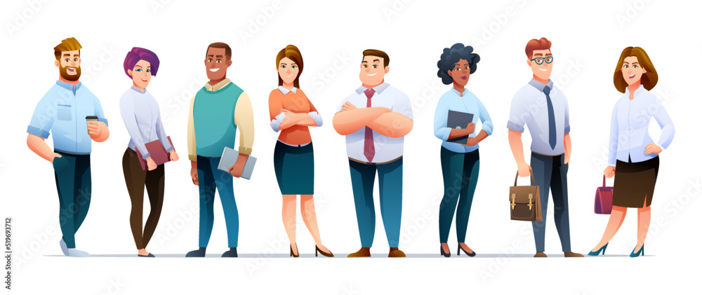 Fototapeta premium Set of business people cartoon characters