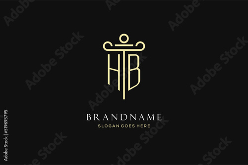 Luxury modern monogram HB logo for law firm with pillar icon design style