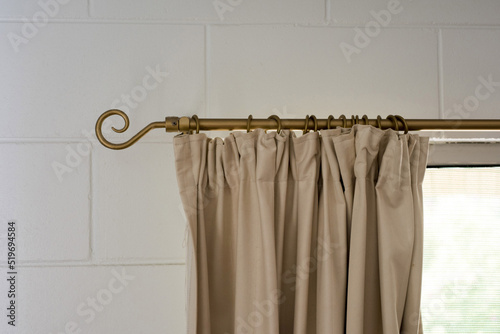 Fotografie, Obraz Curtain hanging from decorative rod