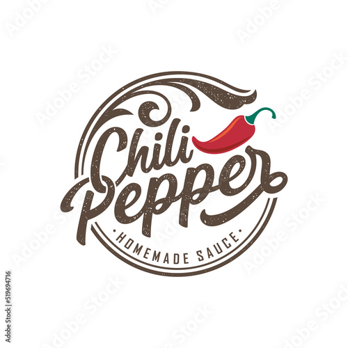 Chili Pepper Spicy Restaurant Logo Design Vector illustration