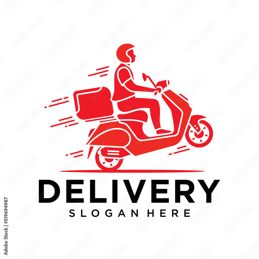 A man is riding a scooter. delivery logo vector template A man is riding a scooter. delivery logo vector template