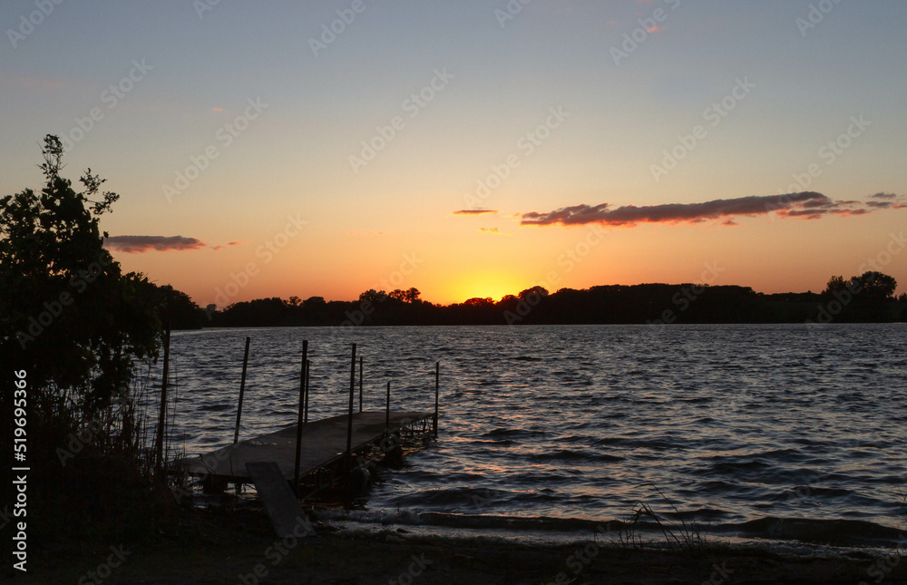 dock sunset on the lake, Willmar, Minnesota