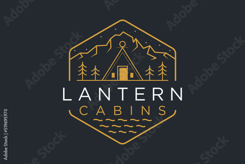 Triangle cabin house logo design cottage illustration lodge park outdoor nature wood building
