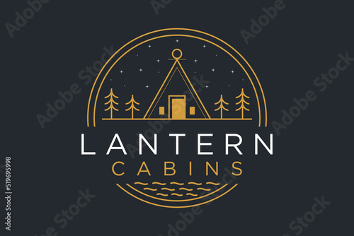 Triangle cabin house logo design cottage illustration lodge park outdoor nature wood building